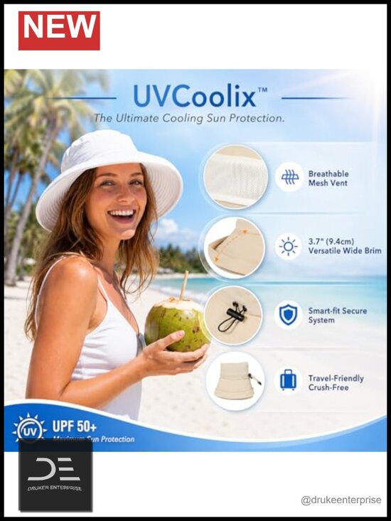 Women\'s Wide Brim Bucket Sun Hat with Ponytail Hole UPF 50+ Packable main image 4